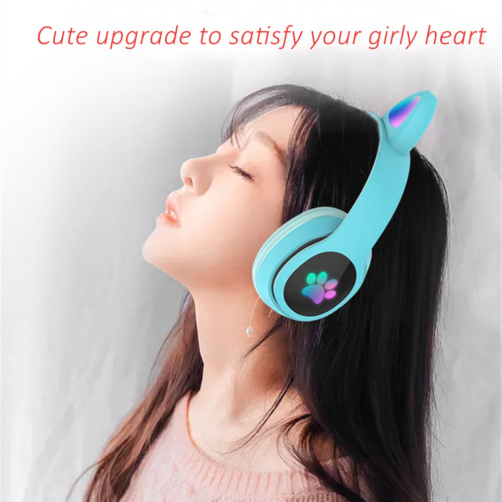 Audio Music Kids - Cute Cat LED Wireless Headphones Bluetooth
