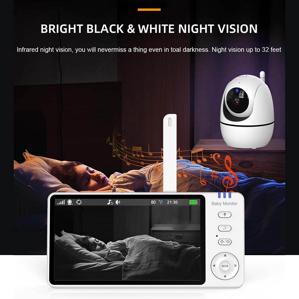 5 Inch Video Baby Monitor Indo - Audio Music Kids 评论和价格