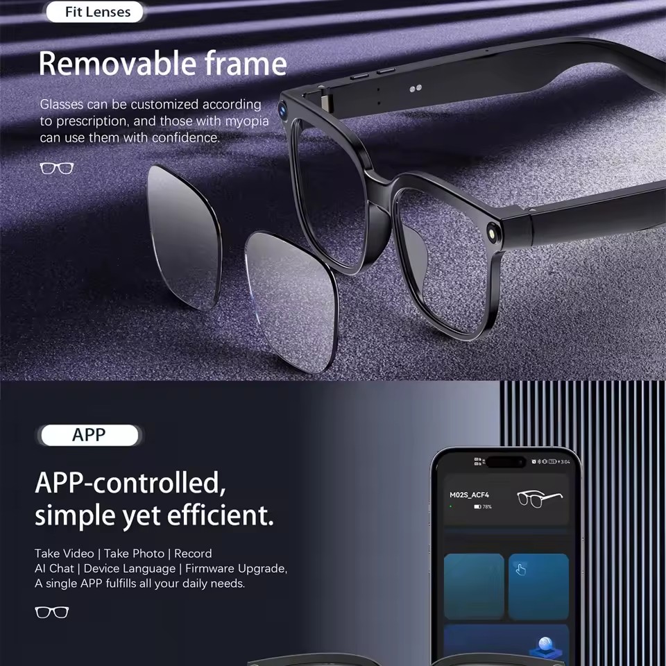 M02S AI Smart Glasses 8MP Came - Audio Music To Video Ai Free 评论和价格