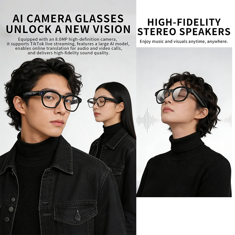 2026 New Smart Glasses 800W HD - Audio Music To Video Ai Free 评论和价格